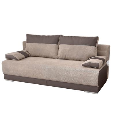 Couch mit Schlaffunktion Sofa Schlafsofa Wohnzimmercouch 196x92x85 NISA Beige + Braun