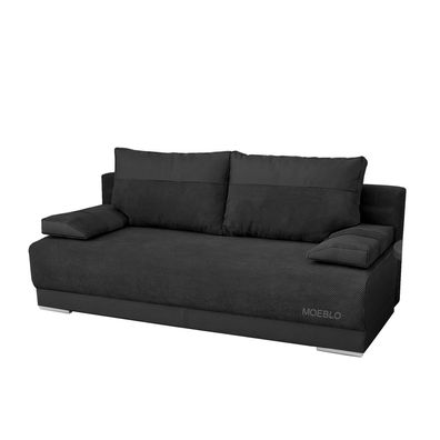 Couch mit Schlaffunktion Sofa Schlafsofa Wohnzimmercouch 196x92x85 NISA Schwarz