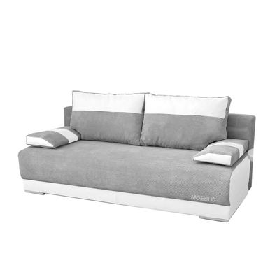Couch mit Schlaffunktion Sofa Schlafsofa Wohnzimmercouch 196x92x85 NISA Hellgrau