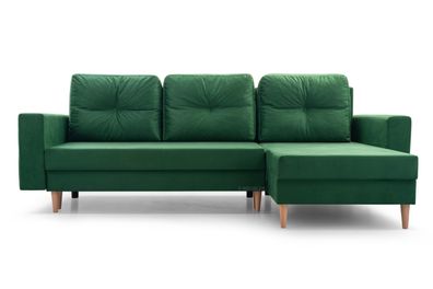 Couch mit Schlaffunktion Sofa Schlafsofa Wohnzimmercouch Carl Dunkelgrün Grün