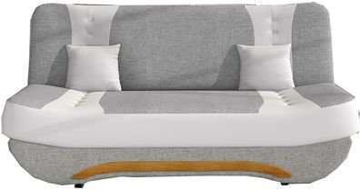 Couch mit Schlaffunktion Sofa Schlafsofa Wohnzimmercouch- FEBA Hellgrau + Weiß