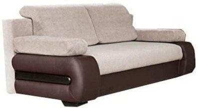 Couch mit Schlaffunktion Sofa Schlafsofa Wohnzimmercouch YORK Beige + Braun