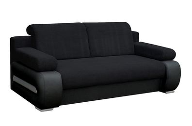Couch mit Schlaffunktion Sofa Schlafsofa Wohnzimmercouch YORK Schwarz