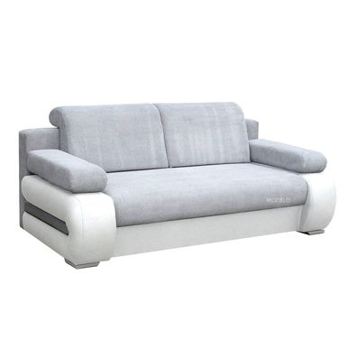 Couch mit Schlaffunktion Sofa Schlafsofa Wohnzimmercouch YORK Hellgrau