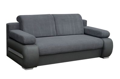 Couch mit Schlaffunktion Sofa Schlafsofa Wohnzimmercouch YORK Dunkelgrau