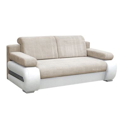 Couch mit Schlaffunktion Sofa Schlafsofa Wohnzimmercouch YORK Beige + Weiß