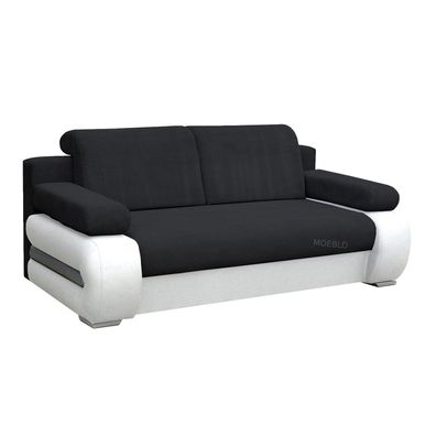 Couch mit Schlaffunktion Sofa Schlafsofa Wohnzimmercouch YORK Schwarz + Weiß