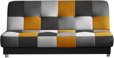 Couch mit Schlaffunktion Sofa Schlafsofa Wohnzimmercouch- KAYA Gelb + Schwarz