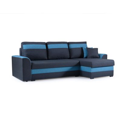 Ecksofa Sofa Couch Mit Schlaffunktion Universelle Ottomane ZENO Blau