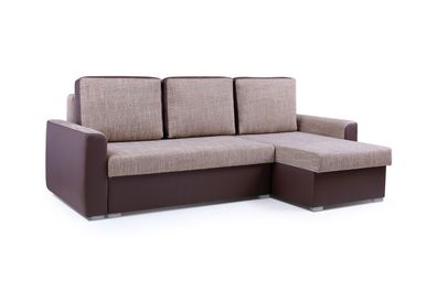 Ecksofa Sofa L-Form Couch Mit Schlaffunktion Universelle Ottomane SILVA Braun