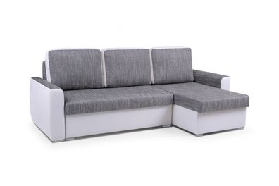 Ecksofa Sofa L-Form Couch Mit Schlaffunktion Universelle Ottomane SILVA Weiß
