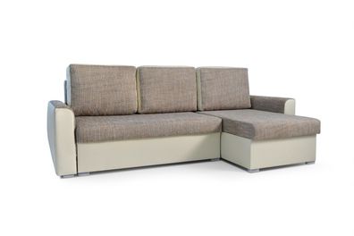 Ecksofa Sofa L-Form Couch Mit Schlaffunktion Universelle Ottomane SILVA Cappuccino