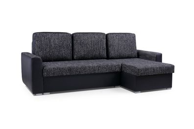 Ecksofa Sofa L-Form Couch Mit Schlaffunktion Universelle Ottomane SILVA Schwarz