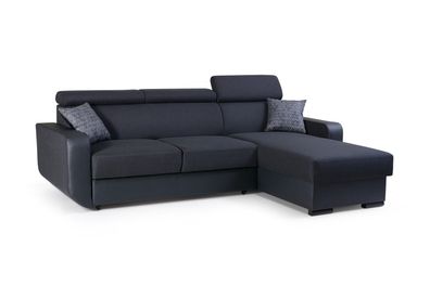 Ecksofa Sofa L-Form Couch Mit Schlaffunktion Universelle PEDRO Schwarz