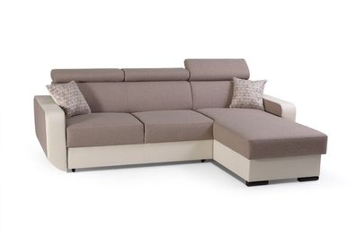 Ecksofa Sofa L-Form Couch Mit Schlaffunktion Universelle PEDRO Braun