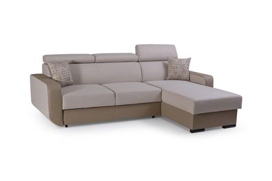 Ecksofa Sofa L-Form Couch Mit Schlaffunktion Universelle PEDRO Cappuccino