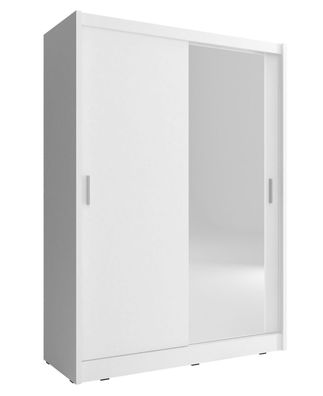 Schrank Schwebetürenschrank mit Spiegel 2-türig 130/150x200x62 BORNEO A1 130 Weiß