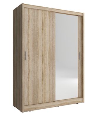 Schrank Schwebetürenschrank mit Spiegel 2-türig 130/150x200x62 BORNEO A1 150 Sonoma
