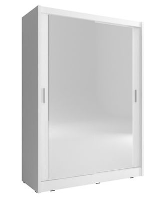 Schrank Schwebetürenschrank mit Spiegel 2-türig 130/150x200x62 BORNEO A2 130 Weiß