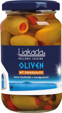 Liakada Grüne Oliven mit Paprika ATG 200g