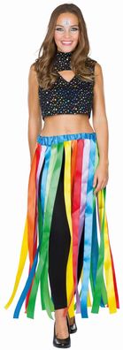 langer Regenbogenrock Kostüm Rainbow bunter Rock Hawai Party Karneval Fasching