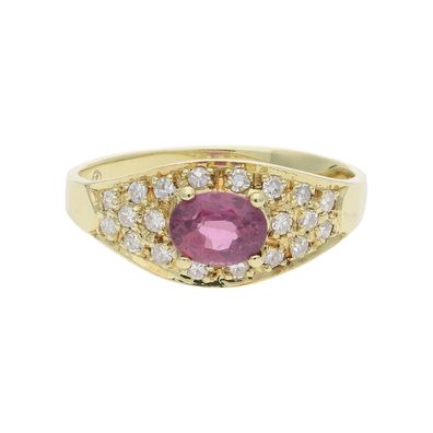 Ring 585/000 (14 Karat) Gelbgold mit Turmalin und Diamanten, getragen ...