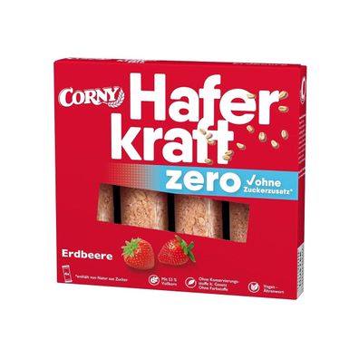 Schwartau Corny Haferkraft zero Erdbeere 4x35g vegan Packung 140g