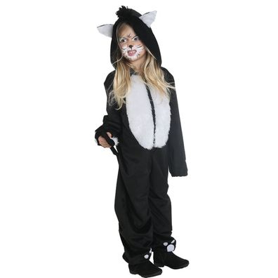 Katzen Kostüm Kinder schwarz Tierkostüm Overall Gr.104 Karneval Halloween
