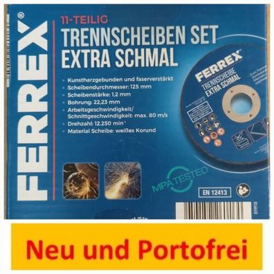 FERREX® Trennscheiben-Set 11er-Set Extra Schmal Schlosserei Winkelschleifer