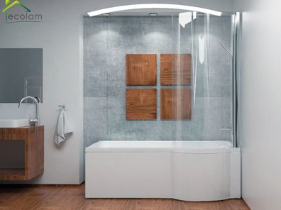 ECOLAM Badewanne Glasabtrennung 150x70 cm In-Besco Duschbadewanne Duschwand rechts