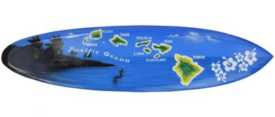 Hawaii Inseln Surfboard 100cm Surfbrett aus Holz Paintbrush Pazifik Hawaii Maui Oahu