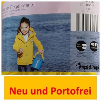 Regenjacke Gelb Kinder wasserdicht Windbreaker Friesennerz Regenmantel 110/116