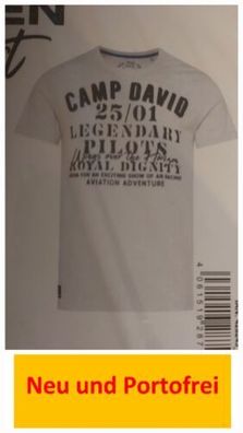 Camp David T-Shirt White Melange/ Grau XXL 2XL Rundhals
