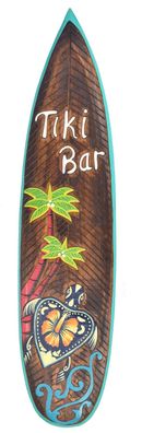 Tiki Bar Surfbrett aus Holz 100cm Hawaii Maui Aloha Palme Lounge Meeresschildkröte