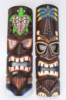 2 Tiki Masken 50cm 2er Set Tiki Bar Palme Schildkröte Lounge Imbiss Polynesien Tribal