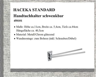 Model "Standard" Schwenkarm Doppelhandtuchhalter Handtuchhalter