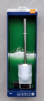 WC Bürstengarnitur ORTA Wand Glas Chrom Holz WC Bürste Halter Bad