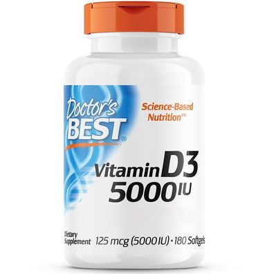 Doctor's Best, Vitamin D3 Depot, 5000 I. E, 180 Weichkapseln