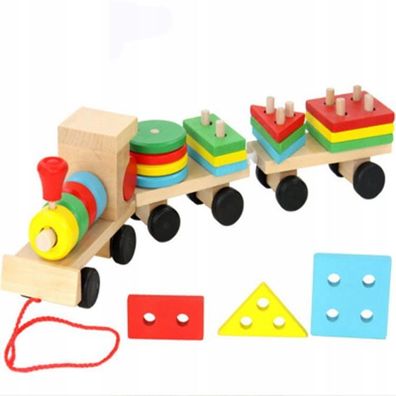 Montessori Holzeisenbahn mit Klötzen Jigsaw Sorter