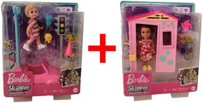 2er-Set Mattel Barbie Skipper Babysitter GRP17 Ampel Spiel-Set mit Mädchen u. Au