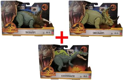 Mattel 3er-Set Jurassic World Dominion HDX40 Triceratops, HDX43 Sinoceratops, HD