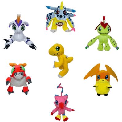7tlg Digimon Plüsch Anhänger Agumon Patamon Palmon Rucksack Schlüsselanhänger Pendant