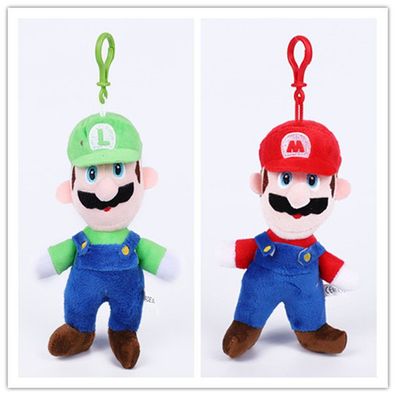 2tlg Mario Luigi Plüsch Anhänger Super Mario Bros Rucksack Schlüsselanhänger Pendant