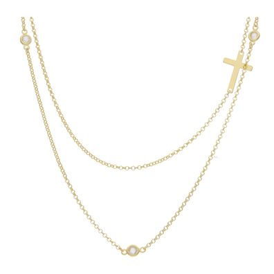JuwelmaLux Halskette 925/000 Sterling Silber Gelbgold plattiert Kreuz ...