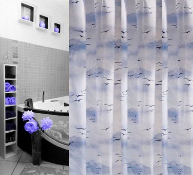MARINA electric blue 100% PEVA dünner Duschvorhang 120x200cm. Plastic Shower Curtain