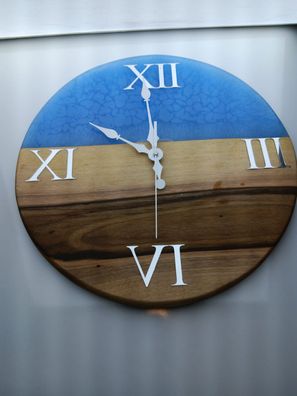 NEU edle handgefertigte Holz Epoxidharz Uhr Wanduhr MARE für Büro Haus Wohnung Deko