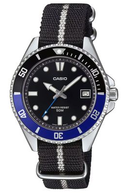 Casio Armbanduhr mit Textilband Schwarz MDV-10C-1A2VEF