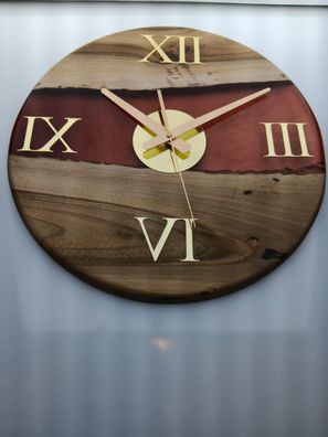 NEU edle handgefertigte Holz Epoxidharz Uhr Wanduhr für Büro Haus Wohnung Deko Luxus