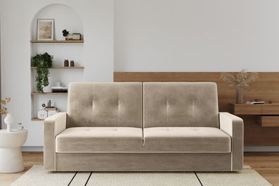 Sofa mit schlaffunktion und bettkasten KLARA Riviera Stoff Beige