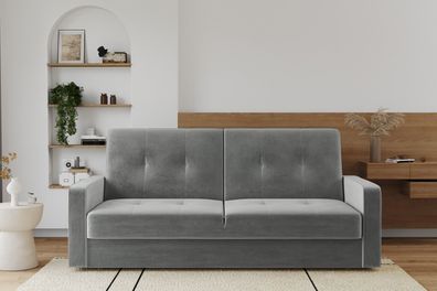 Sofa mit schlaffunktion und bettkasten KLARA Riviera Stoff Grau